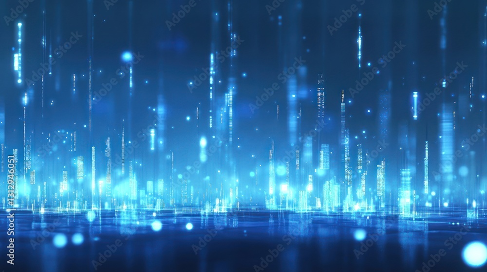 Abstract digital city skyline. Background of data stream. Possible use for technology presentation Abstract digital city skyline. Background of data stream. Possible use for technology presentation