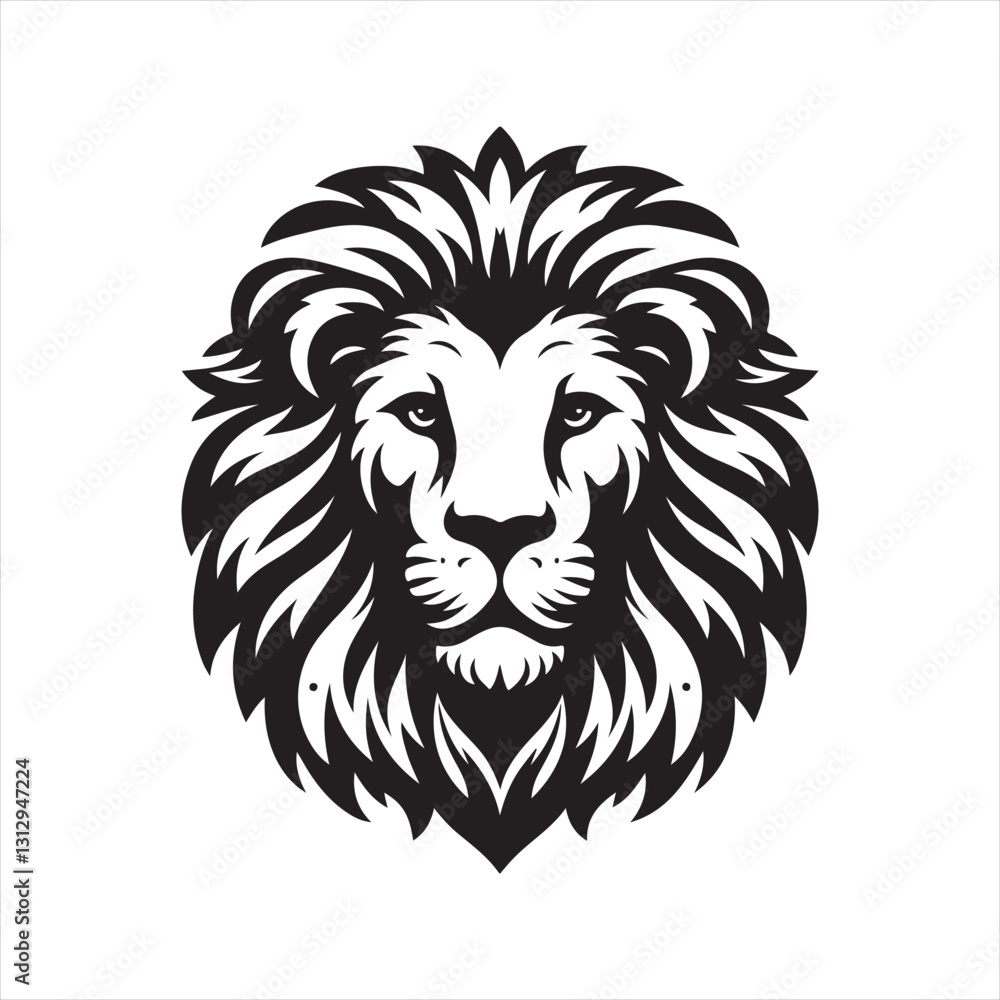 Fototapeta premium Lion Head Silhouette Vector Art