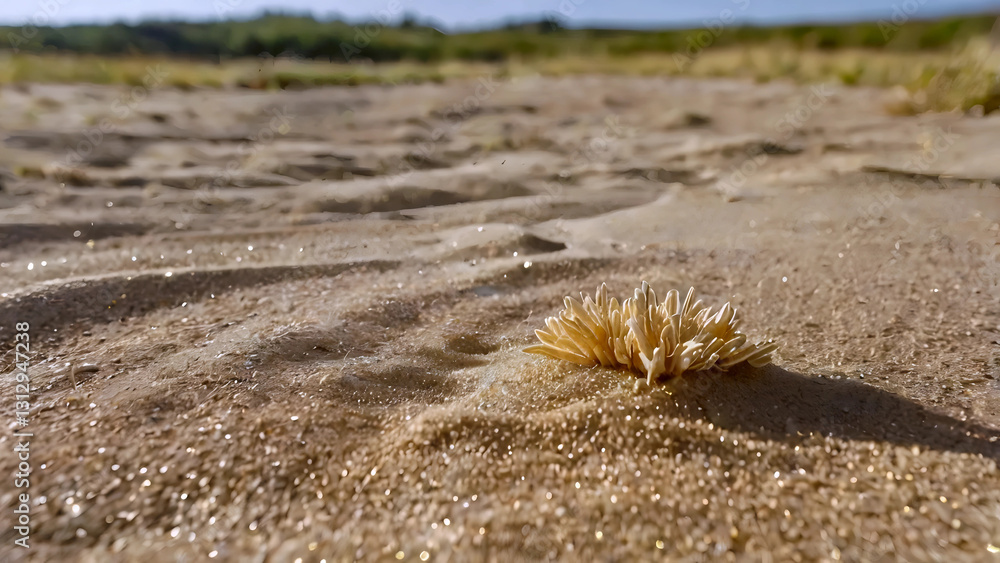 little golden sand sparkling among the sandy mountain path in the middle of a meadow little golden sand sparkling among the sandy mountain path in the middle of a meadow