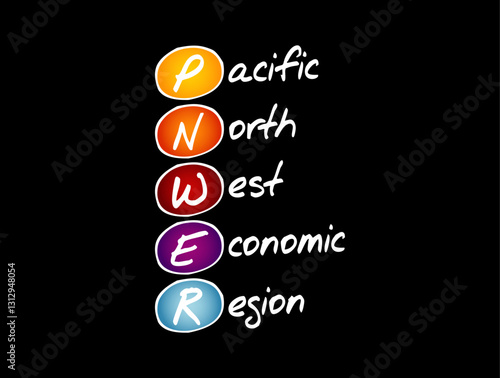 PNWER - Pacific Northwest Economic Region acronym, business concept background