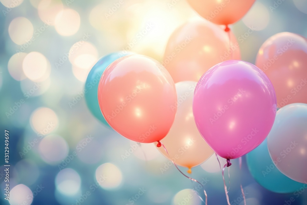 colorful balloons floating in the air, with soft lighting creating a dreamy atmosphere The background is blurred to focus on the balloons Generative AI colorful balloons floating in the air, with soft lighting creating a dreamy atmosphere The background is blurred to focus on the balloons Generative AI