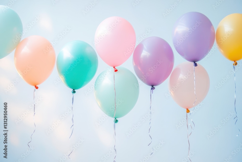 colorful balloons floating in the air, with a soft-focus background that creates an atmosphere of celebration and joy Generative AI colorful balloons floating in the air, with a soft-focus background that creates an atmosphere of celebration and joy Generative AI