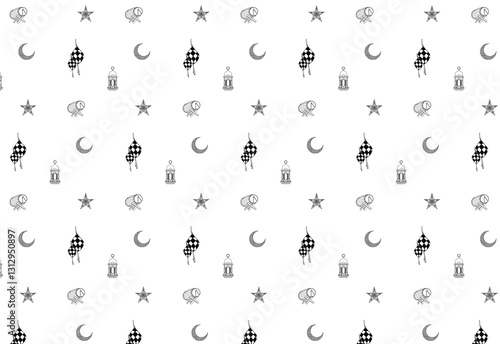 pattern islamic ramadan and eid mubarak background outline, seamless plaid pattern vector. Thematic background religion. For backdrop, paper pattern, paper wrap, wallpaper, fabric texture,