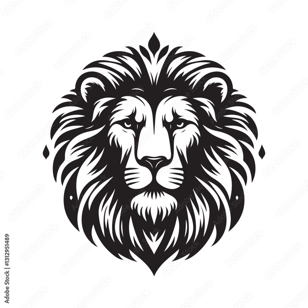 Obraz premium Lion Head Silhouette Vector Art