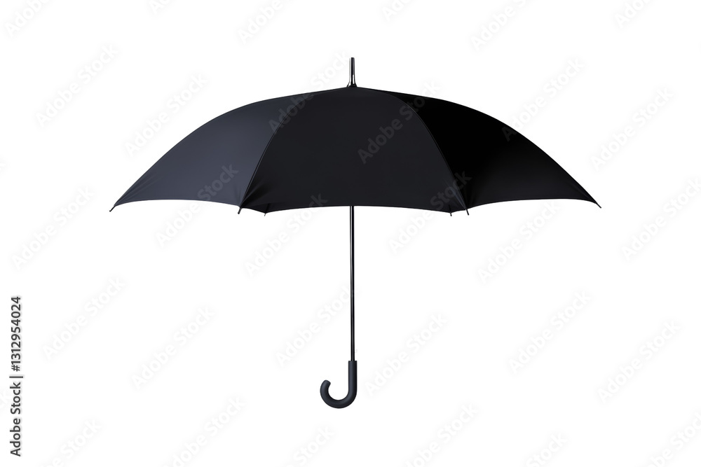 Black umbrella is open and standing upright, isolated Black umbrella is open and standing upright, isolated