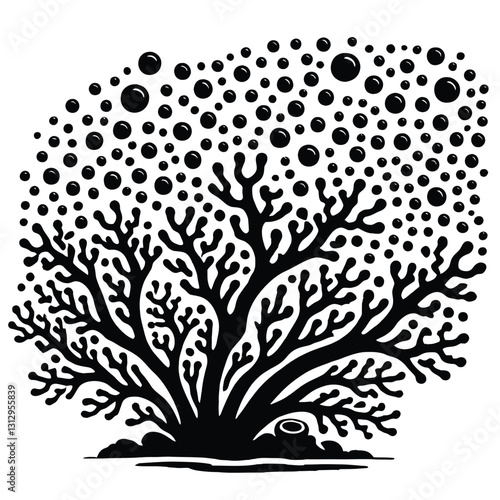 Coral Spawning Event Silhouette