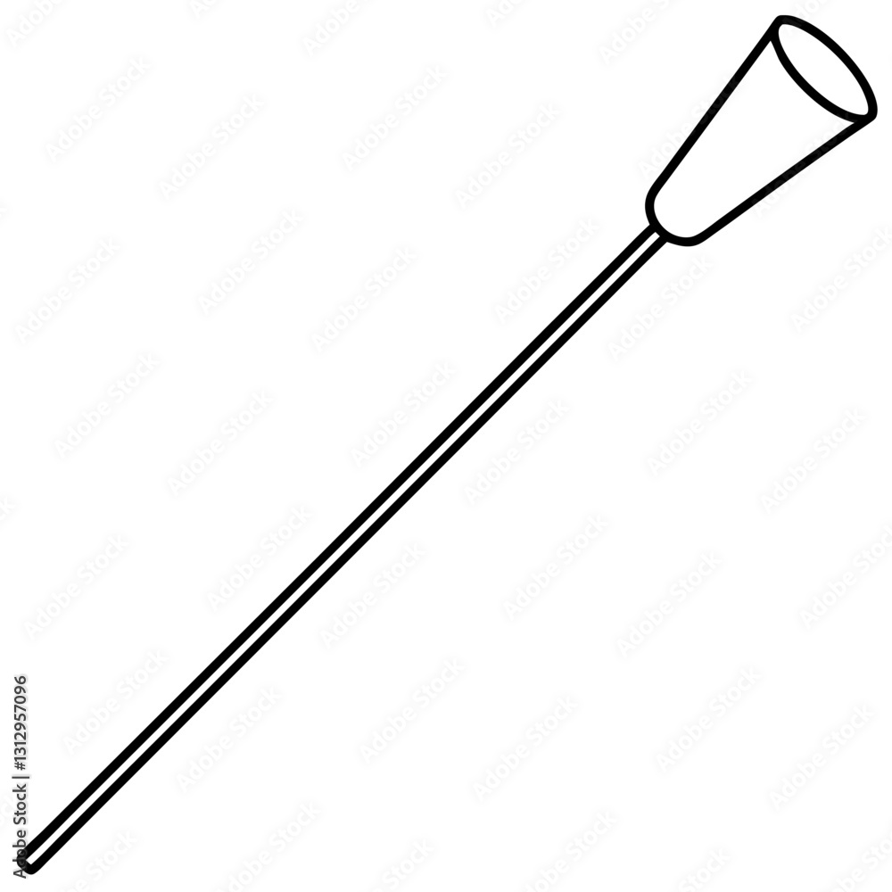 Naklejka premium Line Drawing of Glass Stirring Rod - Vector Illustration, Clipart & Line Art Design, Glass stirring rod line drawing vector, perfect for clipart, cartoons, and stock illustrations.