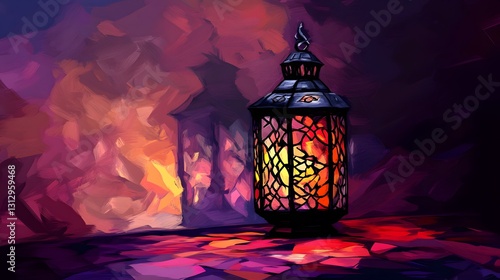 Glowing Ramadan Lantern Artistic Painting