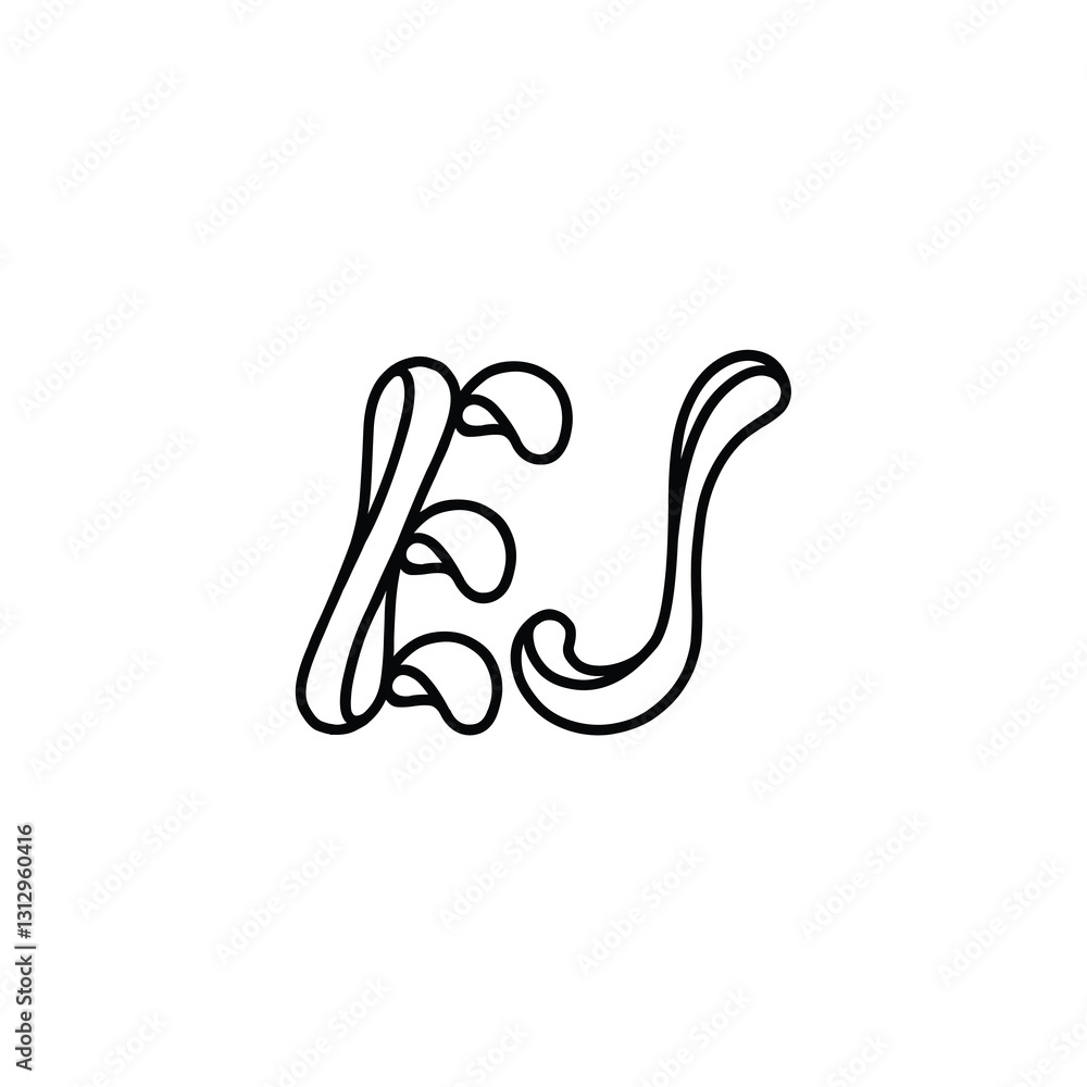 Obraz premium EJ monogram logo design letter text name symbol monochrome logotype alphabet character simple logo