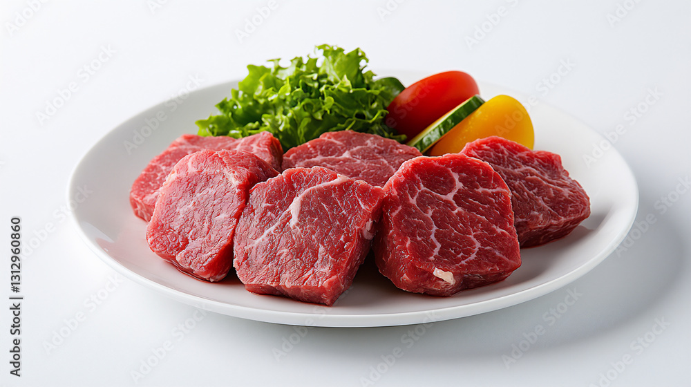 raw veal cutlets on white plate raw veal cutlets on white plate