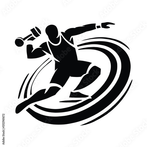 Hammer Throw Athlete in Wind-Up Phase Keywords: