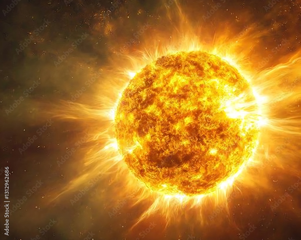 Obraz premium A fiery celestial body emits intense heat and radiant light