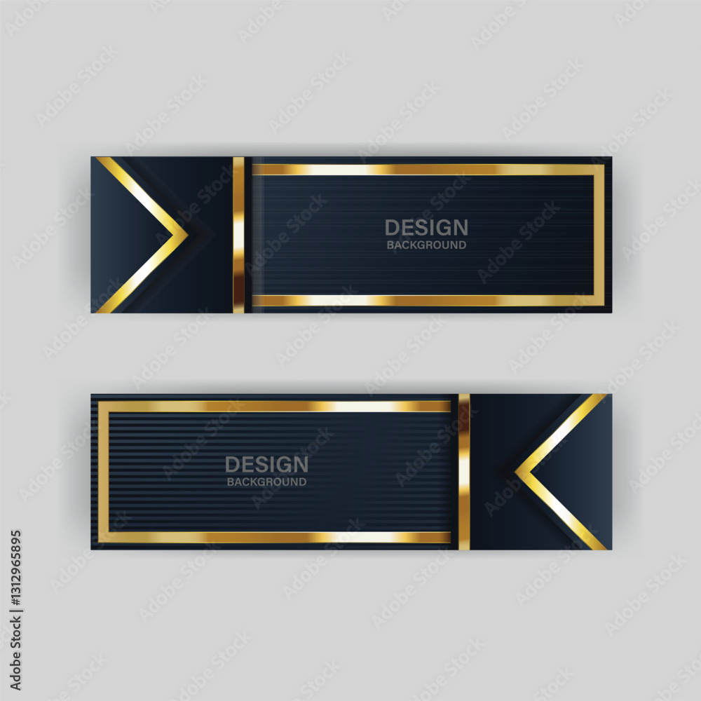 Obraz premium Elegant gold-accented dark banners, grey backdrop, website design
