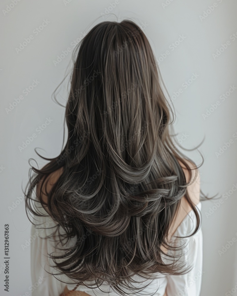 Obraz premium background of women fashion with beautiful wavy haircuts creates the elegance of girl Generate AI
