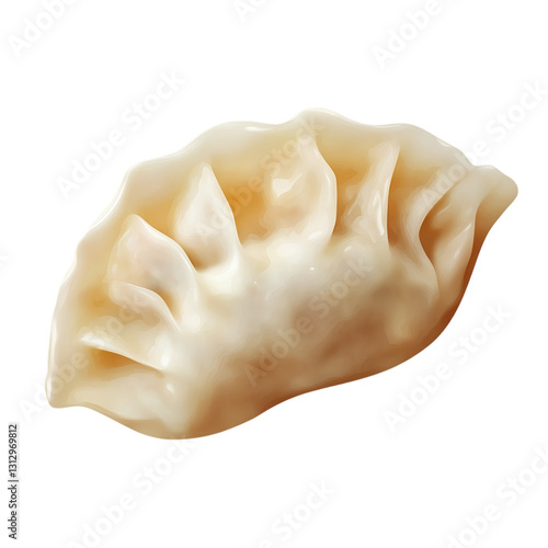 Dumpling with folded edges isolated on transparent background