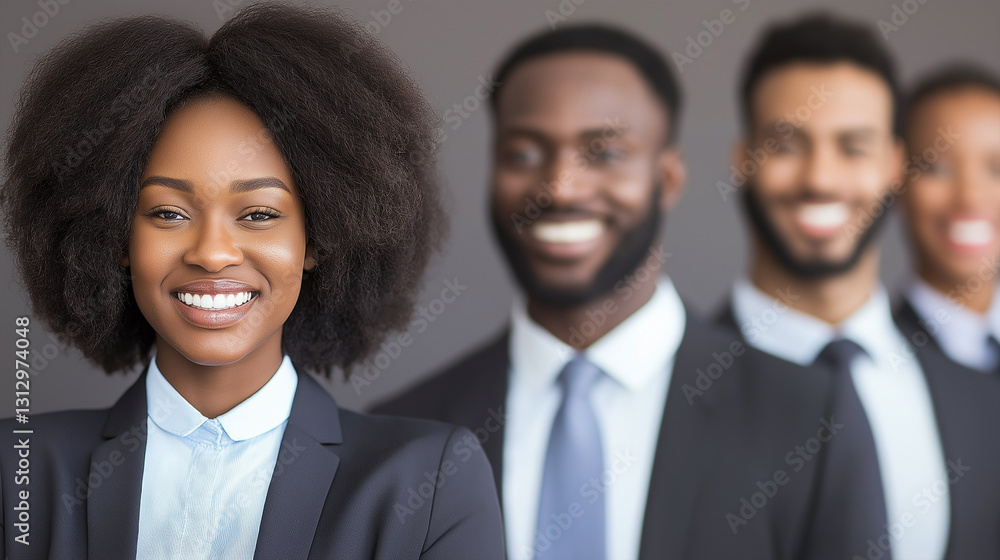 Smiling African American Businesswoman Leading a Diverse Team Group. Smiling African American Businesswoman Leading a Diverse Team Group.