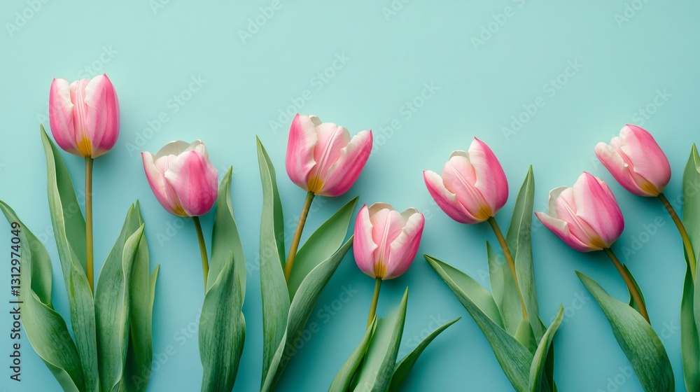 Fototapeta premium Professional Creative Layout of Spring Tulip Flowers