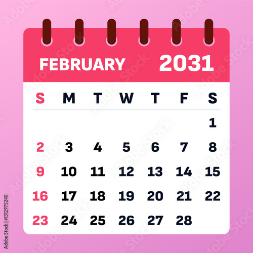 2031 February. Filled with love, romance, and warm moments. Celebrate Valentine’s Day with hearts, gifts, and happiness despite the winter chill.

