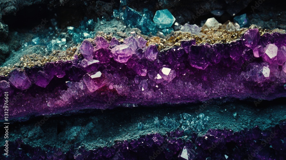 Gemstone excavation site with layers of exposed rock revealing hidden minerals. Gemstone excavation site with layers of exposed rock revealing hidden minerals.