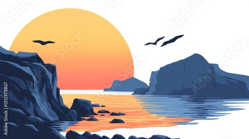 DesignCreativity Vector Design Overview Coastal Sunrise photo