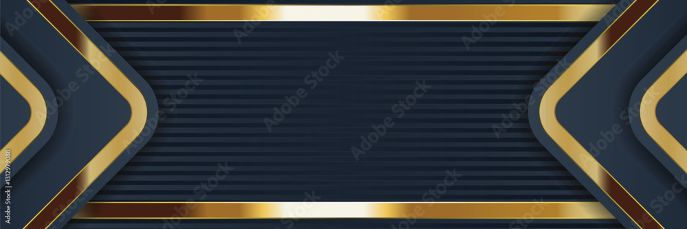 Fototapeta premium Elegant gold-navy abstract design, striped background, presentation template