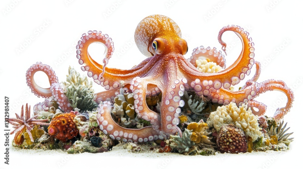 Obraz premium Generic Group Octopuses Scene Swimming Reef Flavorful