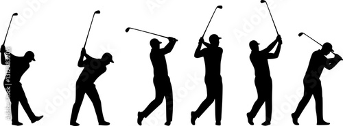 Golf player silhouette vector. on white background. vector illustration design.
