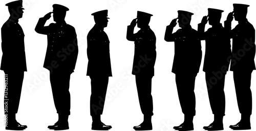 vector set of Military man salute silhouette
