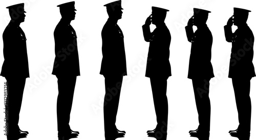 vector set of Military man salute silhouette
