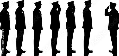 vector set of Military man salute silhouette
