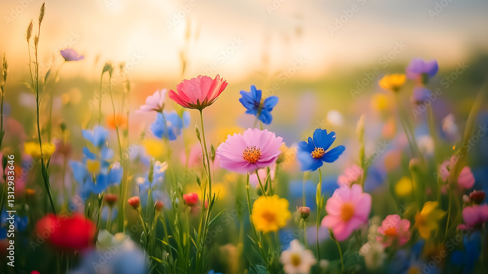 Fototapeta premium Wildflowers in Golden Light