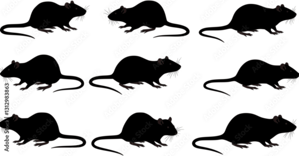Fototapeta premium vector set, Silhouettes of rats 