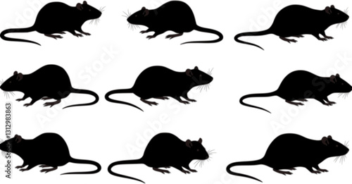 vector set, Silhouettes of rats

