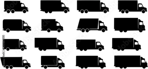 van, truck and lorry icon. simple flat design - vector. Transparent background PNG, cutout
