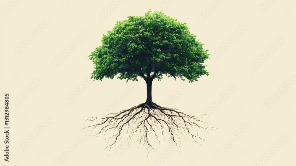 custom made wallpaper toronto digitalA single tree with roots is displayed in a minimalist setting