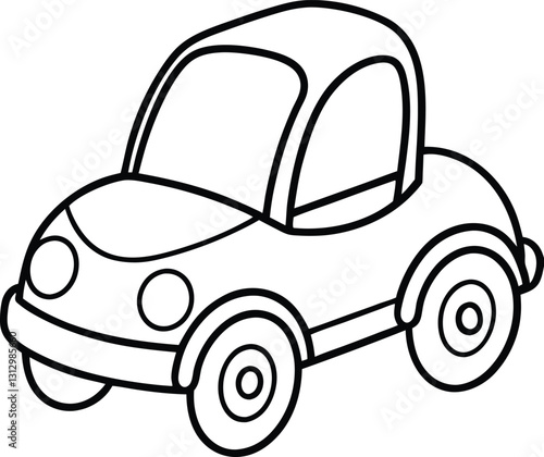 A cute car cartoon coloring page for kids and baby. Outline coloring page for kids , toy car for kids book. Coloring book page for children.