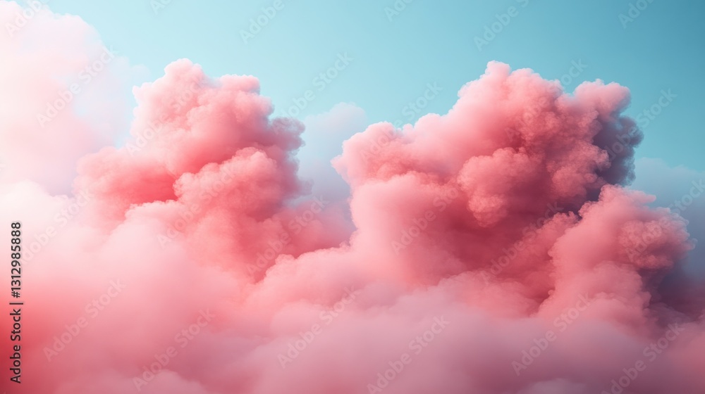 Pink Fluffy Cloudscape in Sky Pink Fluffy Cloudscape in Sky