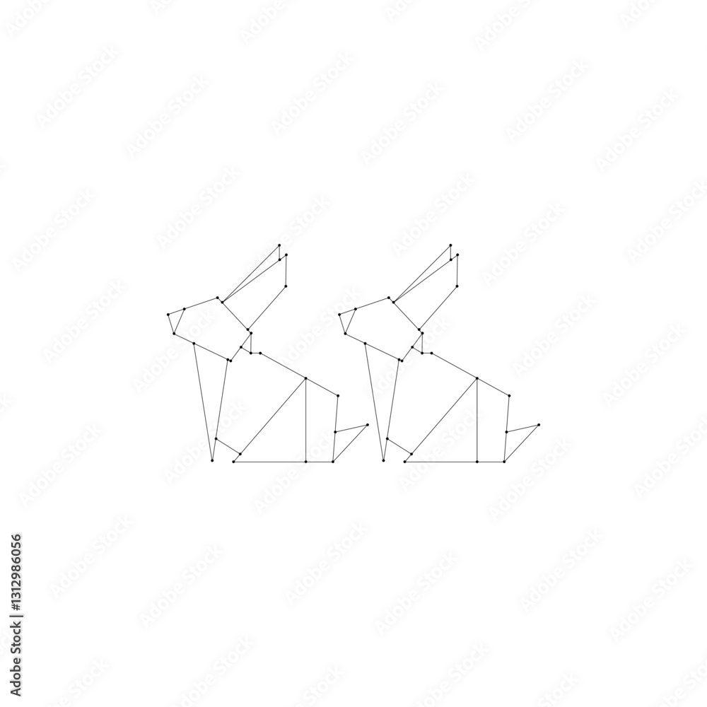 Pair Rabbit or Bunny Polygonal Lines, can use for Logo, Pictogram, Cute Animal Figure, Website, Apps, or Graphic Design Element. Vector Illustration Pair Rabbit or Bunny Polygonal Lines, can use for Logo, Pictogram, Cute Animal Figure, Website, Apps, or Graphic Design Element. Vector Illustration