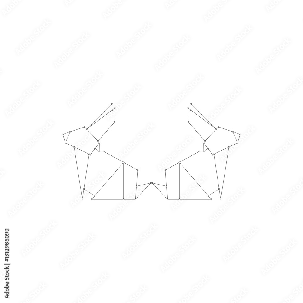 Pair Rabbit or Bunny Polygonal Lines, can use for Logo, Pictogram, Cute Animal Figure, Website, Apps, or Graphic Design Element. Vector Illustration Pair Rabbit or Bunny Polygonal Lines, can use for Logo, Pictogram, Cute Animal Figure, Website, Apps, or Graphic Design Element. Vector Illustration