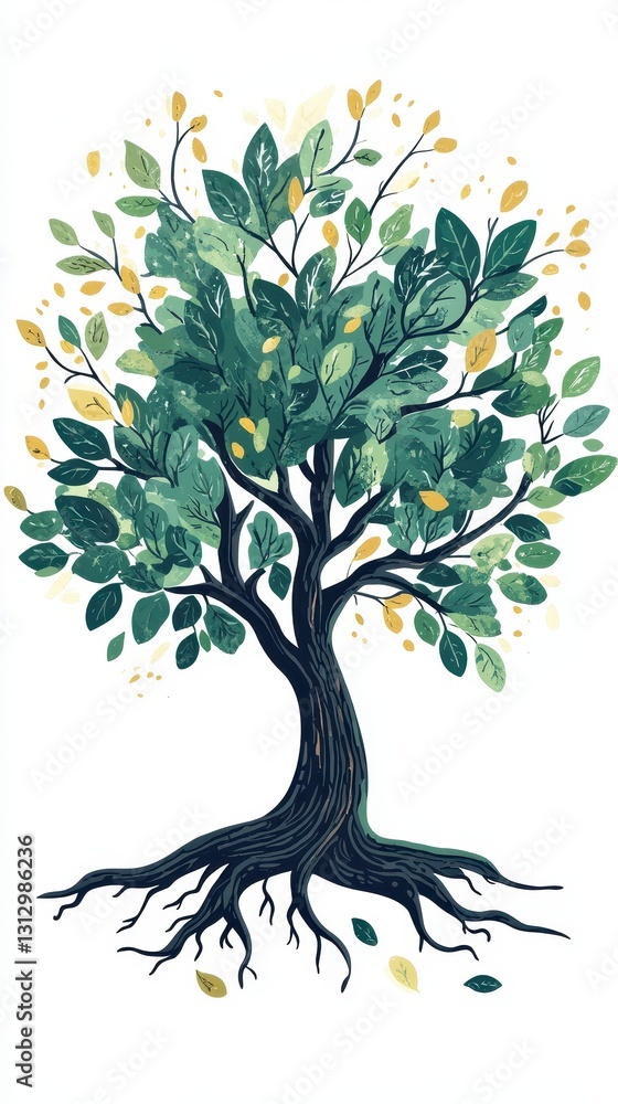 Naklejka premium An artistic representation of a vibrant tree with lush green foliage