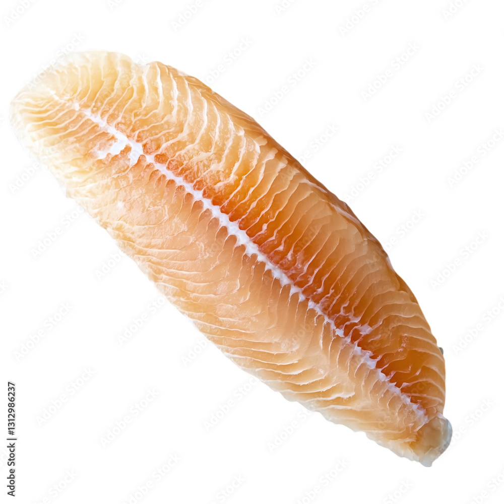 Fish fillet with flaky texture isolated on transparent background Fish fillet with flaky texture isolated on transparent background