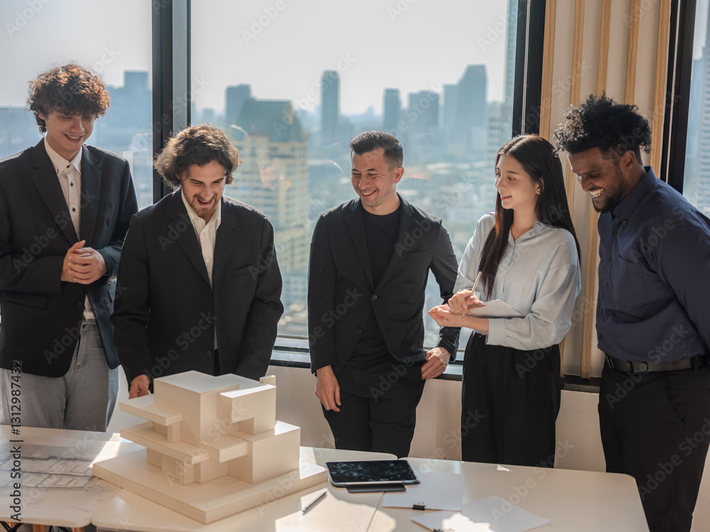 Corporate Business Team Meeting in Modern Office Workspace with
