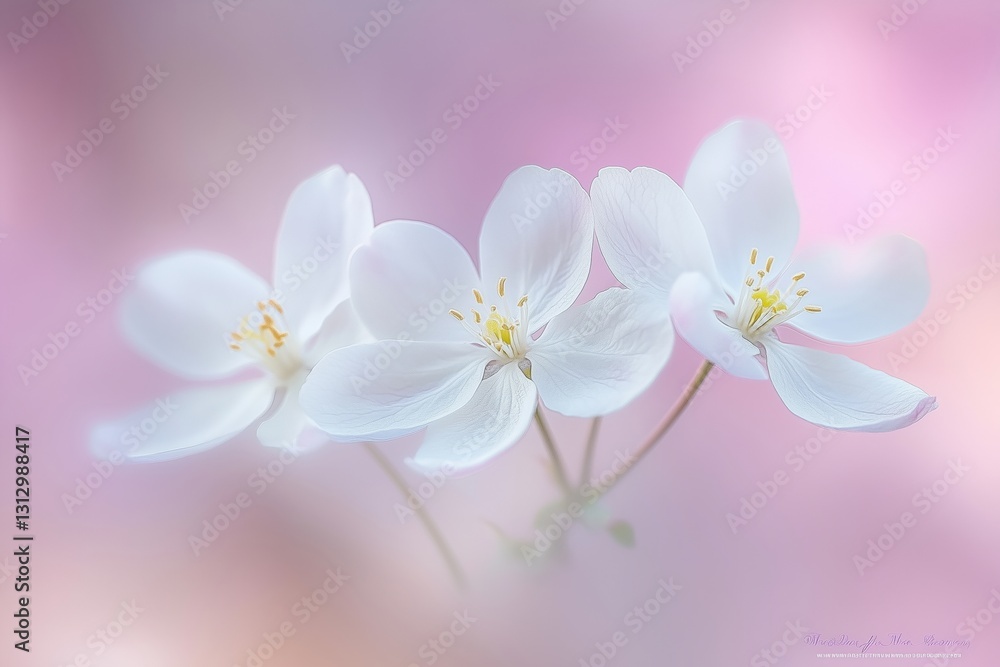 Delicate white flowers with soft pink background, showcasing their beauty and elegance. Delicate white flowers with soft pink background, showcasing their beauty and elegance.
