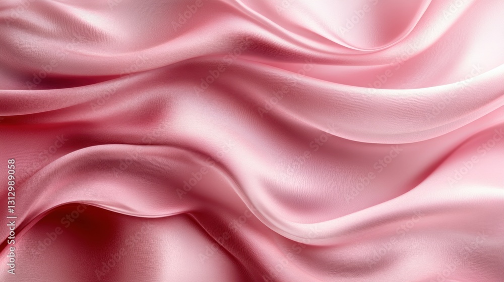 Pink silk fabric draped elegantly, soft waves Pink silk fabric draped elegantly, soft waves