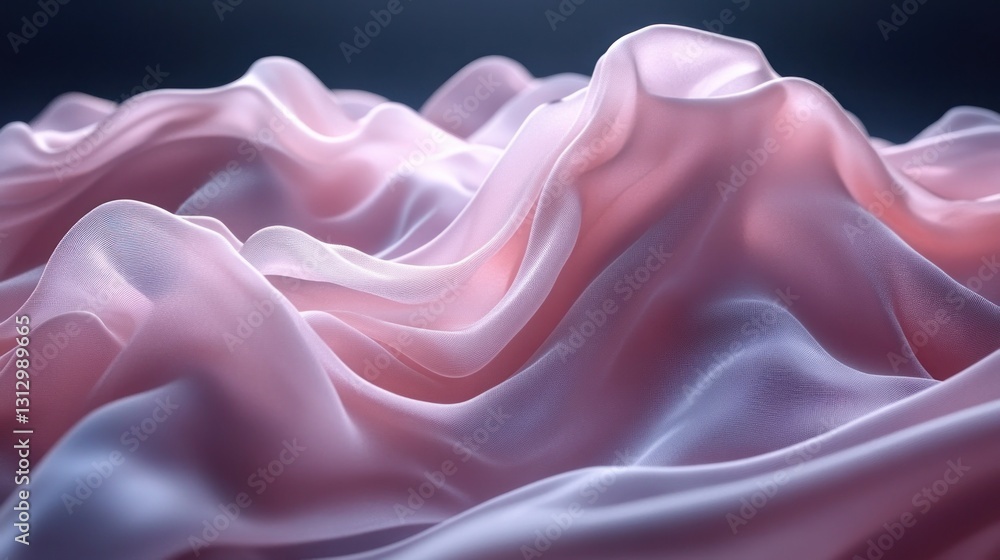 Obraz premium Pink silk fabric flowing, dark background studio