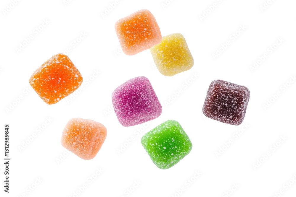 Bunch of colorful gummy bears are laid out in a row, isolated Bunch of colorful gummy bears are laid out in a row, isolated