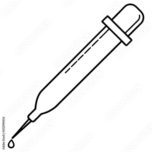 Minimalist Micropipette Drawing Vector | Line Art, Clipart & Cartoon Illustration, Minimalist micropipette vector illustration, perfect for clipart, cartoons, and line art designs.