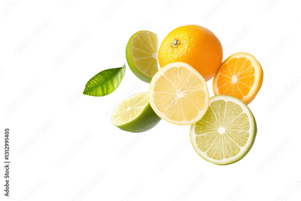 Bunch of citrus fruits including oranges, lemons, and limes, isolated Bunch of citrus fruits including oranges, lemons, and limes, isolated