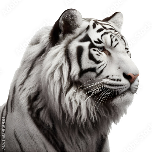 white tiger face isolated on white background