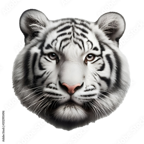 white tiger face isolated on white background